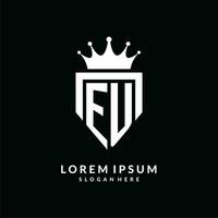 brev eu logotyp monogram emblem stil med krona form design mall vektor