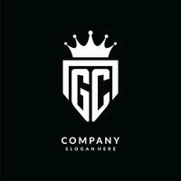 Brief gc Logo Monogramm Emblem Stil mit Krone gestalten Design Vorlage vektor