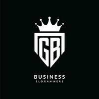 Brief gb Logo Monogramm Emblem Stil mit Krone gestalten Design Vorlage vektor