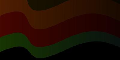 dunkelgrüner, roter Vektorhintergrund mit Kurven. brandneue farbenfrohe Illustration mit gebogenen Linien. Muster für Broschüren, Broschüren. vektor