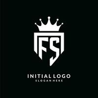 Brief fs Logo Monogramm Emblem Stil mit Krone gestalten Design Vorlage vektor