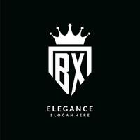 Brief bx Logo Monogramm Emblem Stil mit Krone gestalten Design Vorlage vektor