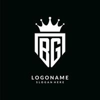 Brief bg Logo Monogramm Emblem Stil mit Krone gestalten Design Vorlage vektor