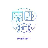 Musik- nfts Blau Gradient Konzept Symbol. Audio- Dateien Monetarisierung Verfahren. Trend im virtuell Raum abstrakt Idee dünn Linie Illustration. isoliert Gliederung Zeichnung vektor