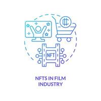 nfts im Film Industrie Blau Gradient Konzept Symbol. Monetarisierung Fernseher und Film Projekte. vielversprechend Trend abstrakt Idee dünn Linie Illustration. isoliert Gliederung Zeichnung vektor