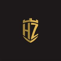 initialer hz logotyp monogram med skydda stil design vektor