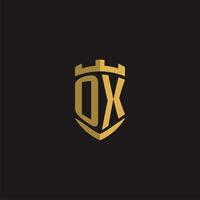 initialer oxe logotyp monogram med skydda stil design vektor