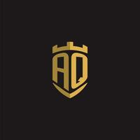 initialer aq logotyp monogram med skydda stil design vektor