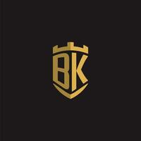 initialer bk logotyp monogram med skydda stil design vektor