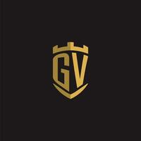 initialer gv logotyp monogram med skydda stil design vektor