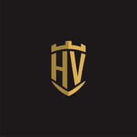 initialer hv logotyp monogram med skydda stil design vektor