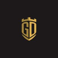 Initialen gd Logo Monogramm mit Schild Stil Design vektor