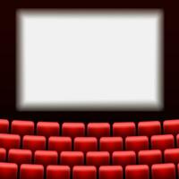 Kino Auditorium mit Bildschirm und rot Sitze. vektor