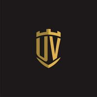 initialer uv logotyp monogram med skydda stil design vektor