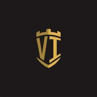 Initialen vi Logo Monogramm mit Schild Stil Design vektor