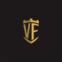 Initialen vf Logo Monogramm mit Schild Stil Design vektor