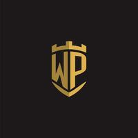 Initialen wp Logo Monogramm mit Schild Stil Design vektor