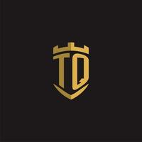 initialer tq logotyp monogram med skydda stil design vektor