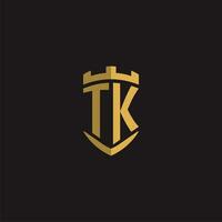 Initialen tk Logo Monogramm mit Schild Stil Design vektor