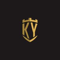 Initialen ky Logo Monogramm mit Schild Stil Design vektor