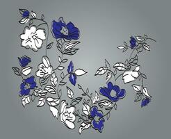 Blumen- Vektor Muster , Blatt und Blumen zum Schnitt aus und Stickerei