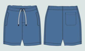 skinna tyg joggare svettas shorts byxor vektor illustration mall främre, tillbaka visningar