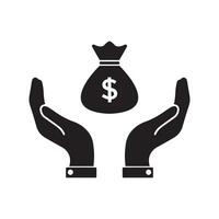 Symbol für Geld in der Hand, Zeichen für Geld in der Hand und Symbolvektor vektor