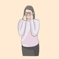 kvinna håll rörande näsa sinus infektion behöver behandling orsakar migrän i kall temperatur vektor