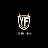 första yf geometrisk skydda esport logotyp monogram design stil vektor