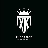 brev xk logotyp monogram emblem stil med krona form design mall vektor