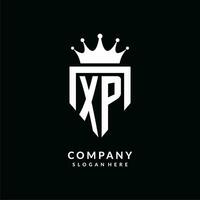 Brief xp Logo Monogramm Emblem Stil mit Krone gestalten Design Vorlage vektor