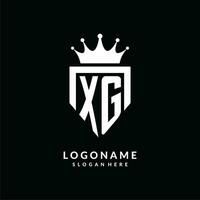 Brief xg Logo Monogramm Emblem Stil mit Krone gestalten Design Vorlage vektor