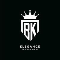 Brief bk Logo Monogramm Emblem Stil mit Krone gestalten Design Vorlage vektor