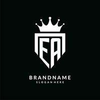 Brief ea Logo Monogramm Emblem Stil mit Krone gestalten Design Vorlage vektor