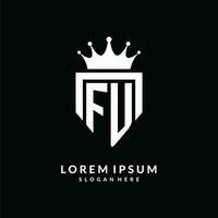 brev fu logotyp monogram emblem stil med krona form design mall vektor