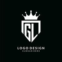 brev gl logotyp monogram emblem stil med krona form design mall vektor