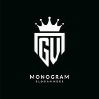 Brief gv Logo Monogramm Emblem Stil mit Krone gestalten Design Vorlage vektor