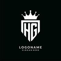 Brief hg Logo Monogramm Emblem Stil mit Krone gestalten Design Vorlage vektor