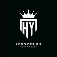 Brief hy Logo Monogramm Emblem Stil mit Krone gestalten Design Vorlage vektor