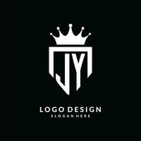 Brief jy Logo Monogramm Emblem Stil mit Krone gestalten Design Vorlage vektor