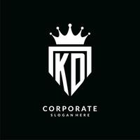 Brief kd Logo Monogramm Emblem Stil mit Krone gestalten Design Vorlage vektor