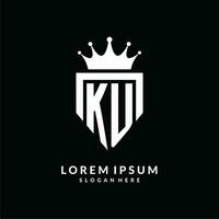 brev ku logotyp monogram emblem stil med krona form design mall vektor