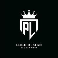 brev pl logotyp monogram emblem stil med krona form design mall vektor