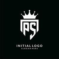 Brief ps Logo Monogramm Emblem Stil mit Krone gestalten Design Vorlage vektor