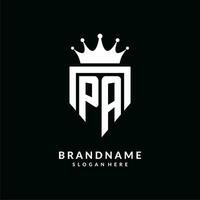 Brief pa Logo Monogramm Emblem Stil mit Krone gestalten Design Vorlage vektor