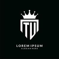 brev tu logotyp monogram emblem stil med krona form design mall vektor