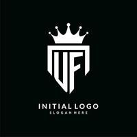 Brief uf Logo Monogramm Emblem Stil mit Krone gestalten Design Vorlage vektor