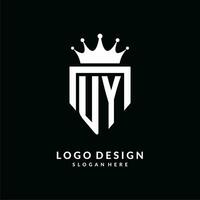 Brief uy Logo Monogramm Emblem Stil mit Krone gestalten Design Vorlage vektor