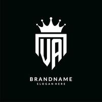 Brief va Logo Monogramm Emblem Stil mit Krone gestalten Design Vorlage vektor