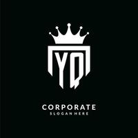 Brief yq Logo Monogramm Emblem Stil mit Krone gestalten Design Vorlage vektor